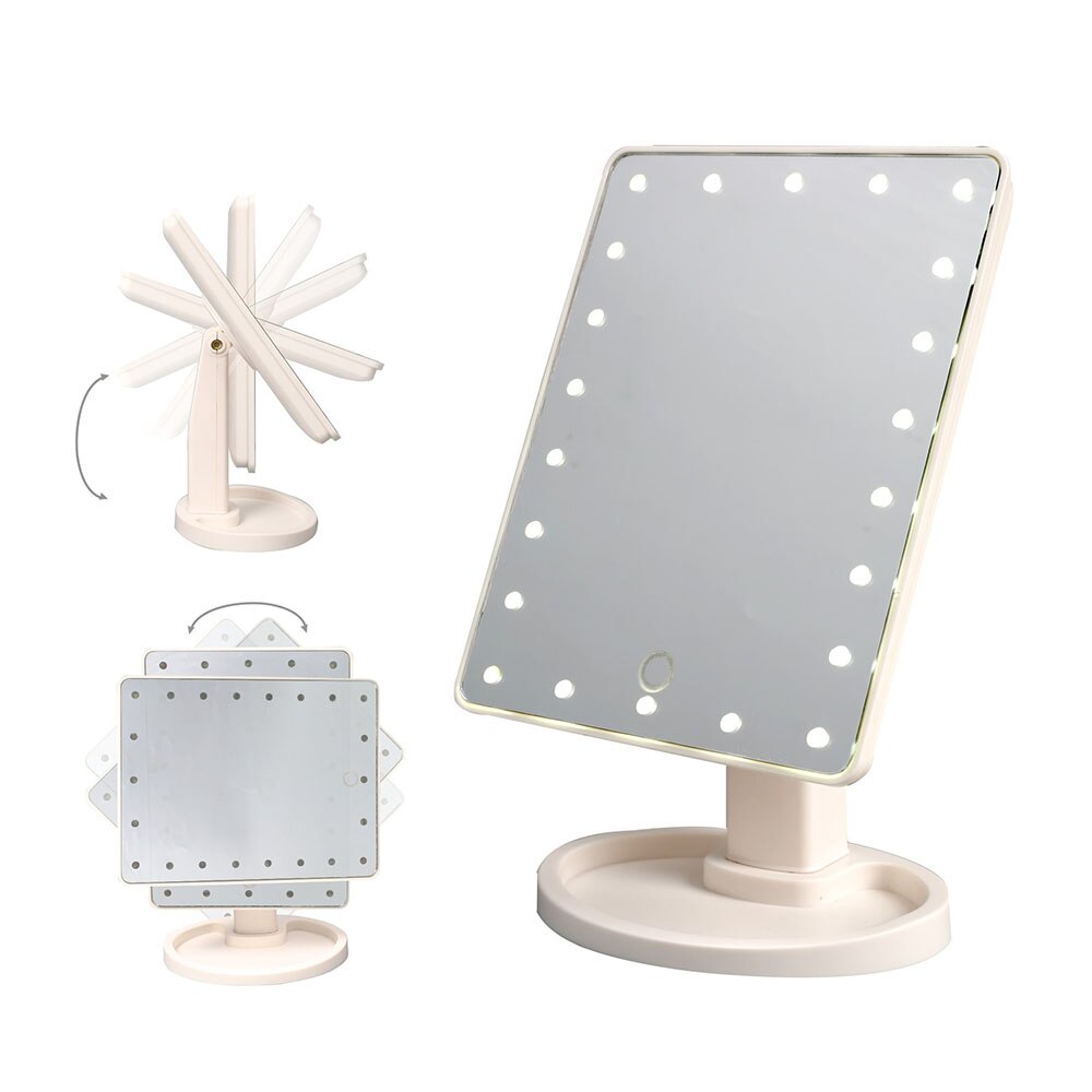 Adjustable LED Lighted Makeup Mirrors With LED Light 16/22 Touch Screen Mirrors For Beauty Makeup Eyelash Brush