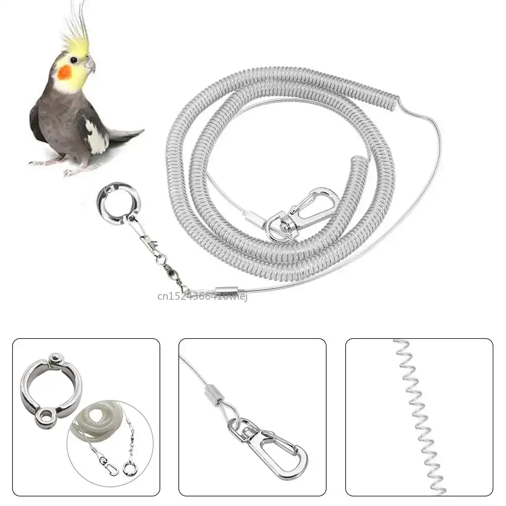 3/6 m flexibel Vogelleine mit Beinring, ultraleichtes Papageien-Vogelgeschirr, Anti-Biss-Fuß-Flugsicherheits-Trainingsseil für Höhle Außenbereich für Ara