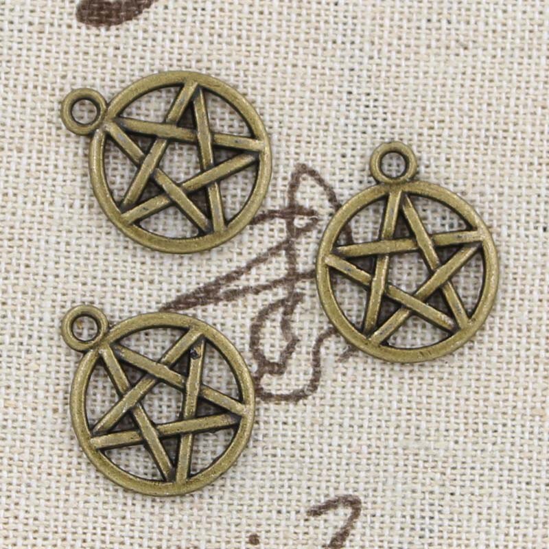 10 stk charms stjerne pentagram 19 x 16mm antik gør vedhæng fit, vintage tibetansk bronze sølvfarve, diy håndlavede smykker