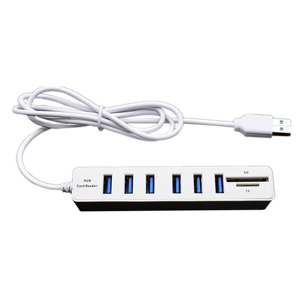 Mini Usb Hub 3.0 Multi Usb 3.0 Hub Usb Splitter 3 Port Hub Met Tf Sd Kaartlezer 6 Poort 2.0 Hab Adapter Voor Pc Accessoires: White 6 Ports