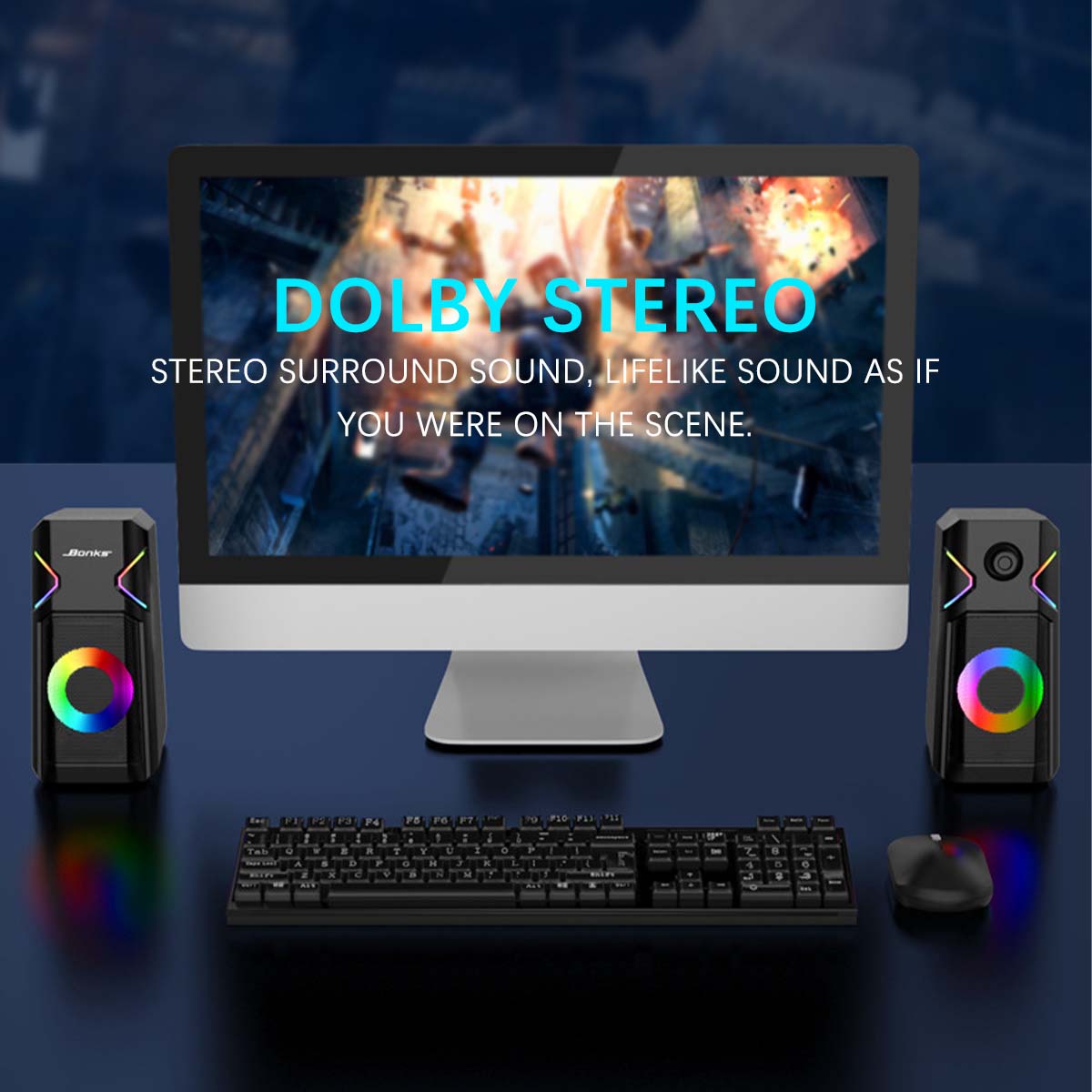 K201 Krachtige Bass Usb Notebook Stereo Speakers Subwoofer Rgb Licht Bedrade Draagbare Volledige Frequentie Luidspreker Voor Desktop Pc Laptop