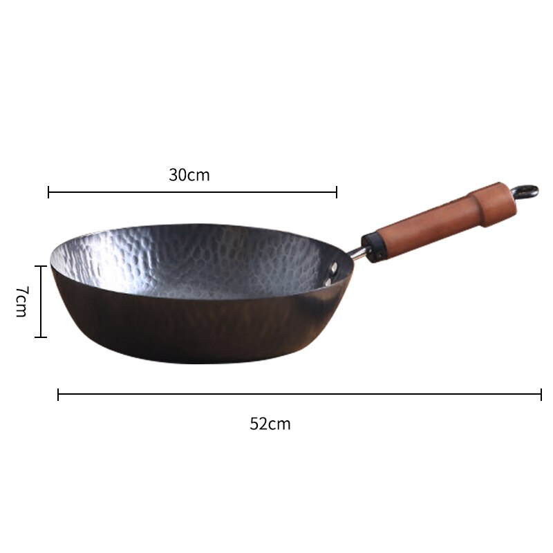 Martillo sartén de hierro fundido, acero al carbono Wok de, sartenes antiadherentes duraderas, para cocina de Gas y cocina de inducción, utensilios de cocina: 30cm