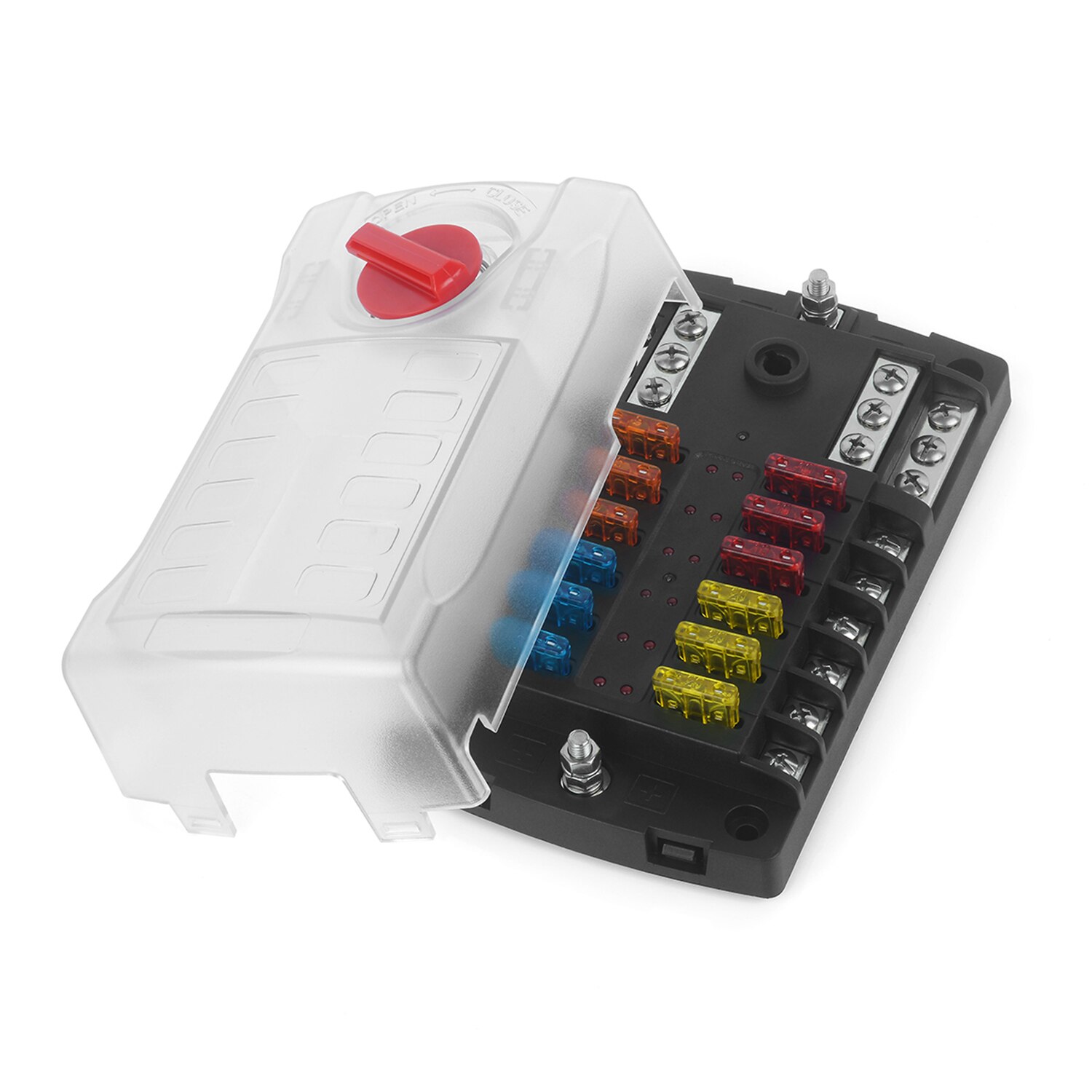 12 WAY Fuse Box with screw Blade Fuses Holder Block Car Fuses Universal Fittment Portable Car Fuse Box fuse clip screw