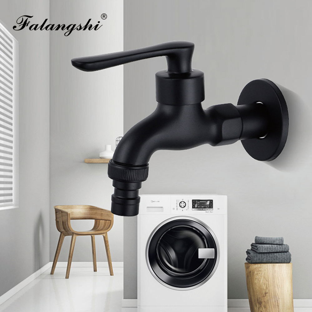 Black Bibcock Brass Faucet Outdoor Garden Taps for Washing Machine Laundry Cleaning Toilet Mop Faucet WB8511