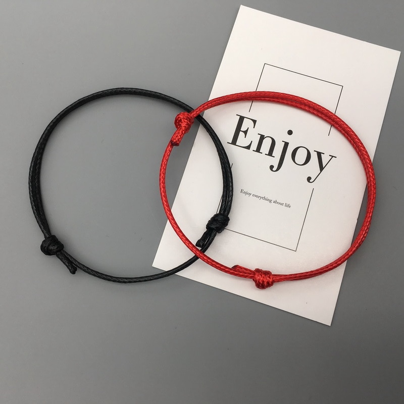 glück Armband Set Für Frauen Männer Schwarz Rot Einfache Seil Armband Für Geburtstag und 2 stücke