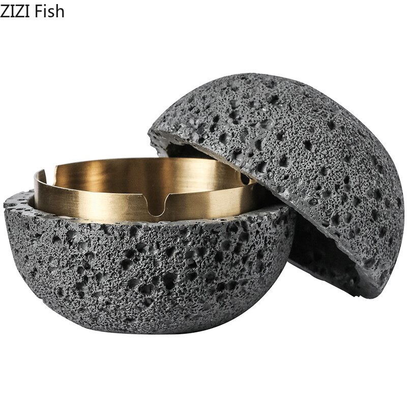 Cenicero de cemento artístico para el hogar, Cenicero anticenizas portátil de gran capacidad para coche, decoración del hogar, para novio