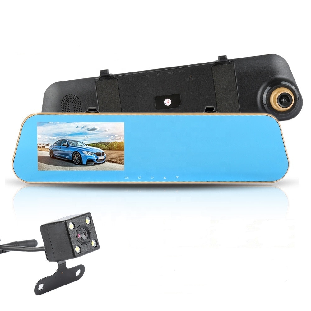 Groothoek carlog auto dvr-camera 4.3 inch video achteruitkijkspiegel volledige  hd 1080p- loop opname dashcam recorder registrars