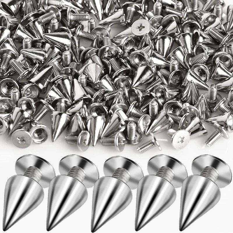 DIY cono tachuelas y picos Punk Metal plateado oro doble tapa remaches atornillados uñas redondas DIY ropa zapatos bolsa Collar Accesorios