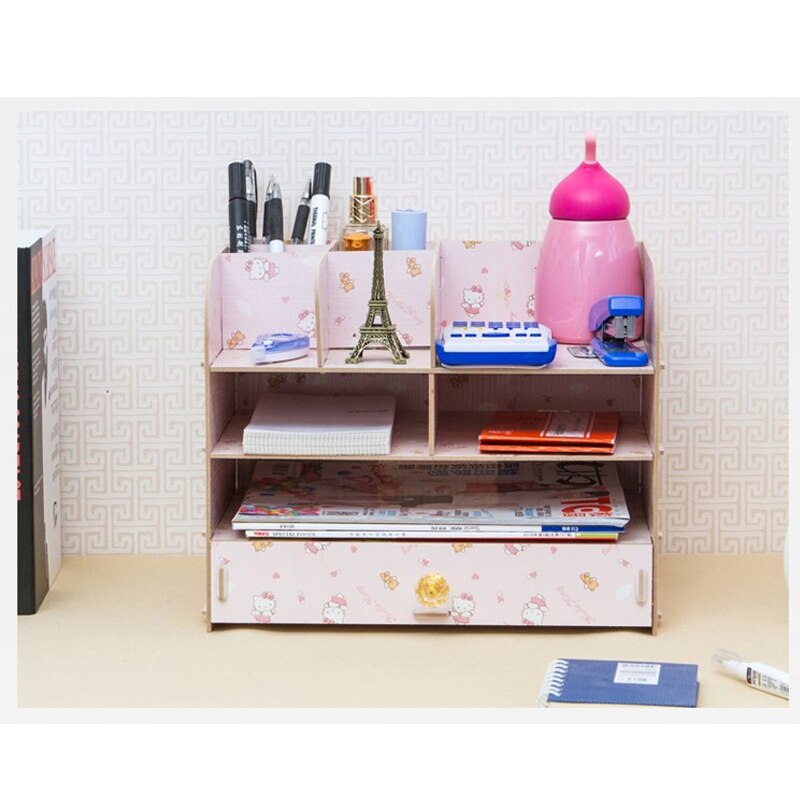 Desktop Office Storage Box Filing Sundry Storage Shelving Desk Bookshelf File Rack Large Wood