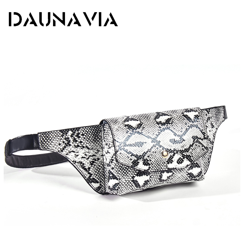 DAUNAVIA Serpentine Fanny Pack Ladies Women PU Leather Waist Belt Bag Waist bag Leather Small Shoulder Chest Bags