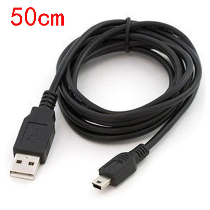 2 stks/partij 50 cm Zwart USB 2.0 A Male Naar Mini 2 Pin B Gegevens Charging Cable Cord Adapter