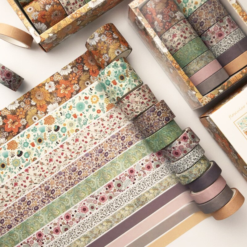 12 unidades por juego, conjunto de cintas Washi Estilo Vintage Palacio Chino para álbumes de recortes, diario DIY, cinta adhesiva para enmascarar, oficina y escuela: A-7