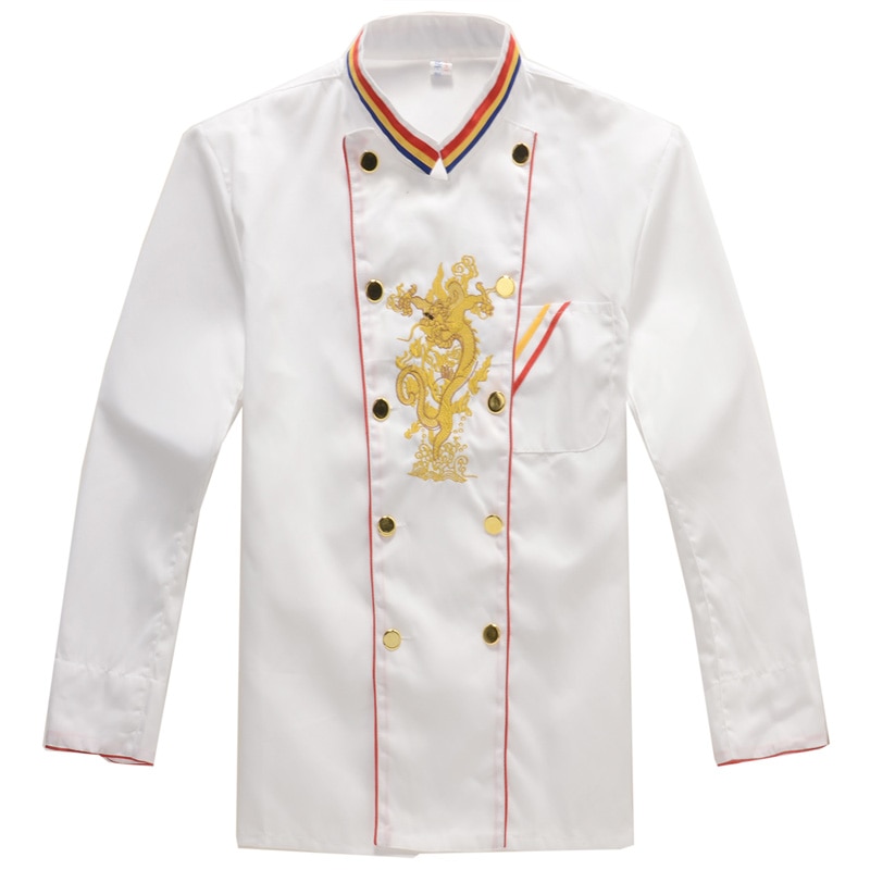 Chaqueta de manga larga de estilo chino para Chef, ropa de trabajo bordada con dragón para Hotel, restaurante, uniforme de chef, novedad de invierno