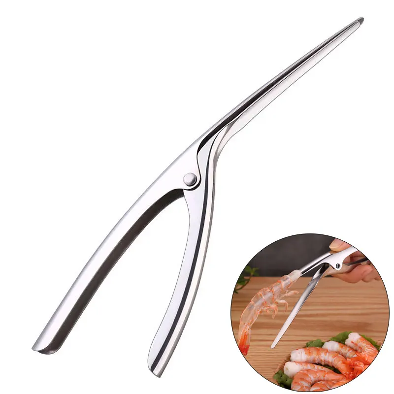 Décortiqueur de crevettes en acier inoxydable, pour fruits de mer,outil de cuisine, pince, dévidoir, accessoire pour écrevisse: Stainless Steel