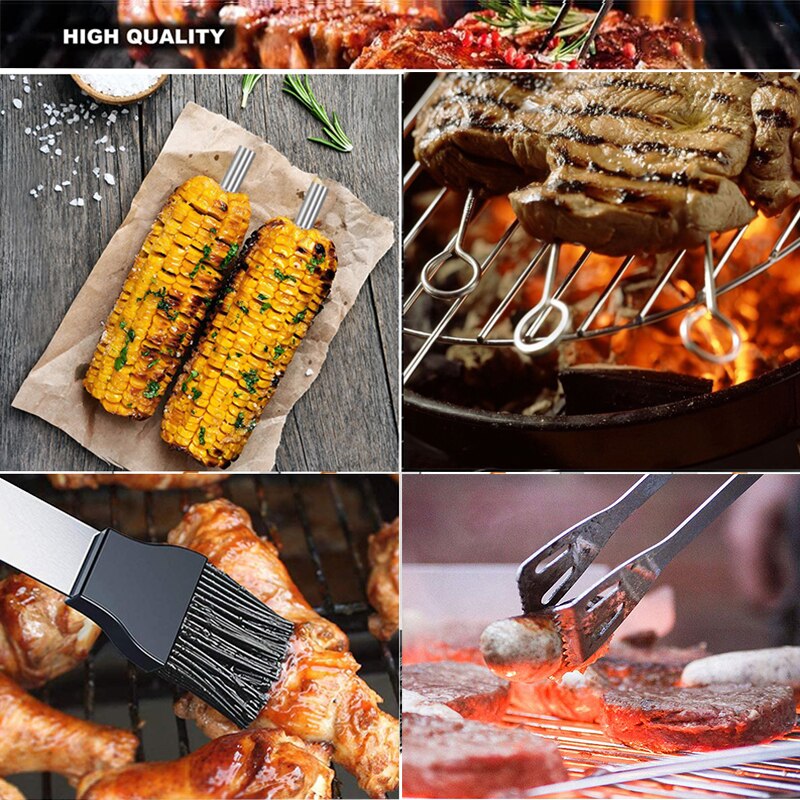 21Pcs Stainless Steel BBQ Tools Set Barbecue Grilling Accessories Utensils for Camping Party Outdoor Cooking BBQ Tools Kits