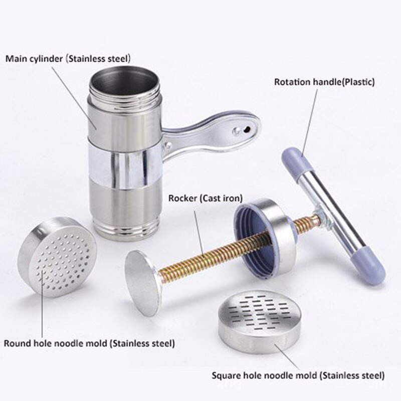 Stainless Steel Manual Noodle Maker With 5 Molds Spaghetti Press Pasta Machine Vegetable Fruit Juicer Pressing Spaghetti Machine