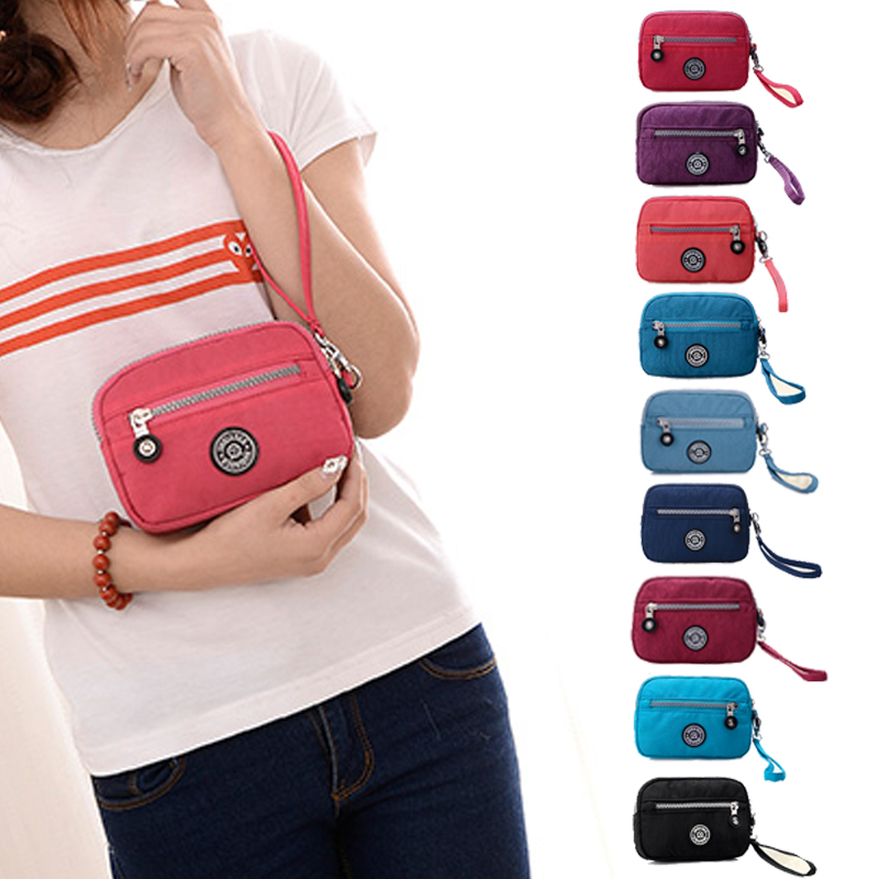 mini coin purse female clutch purse wallet wristlet bags for women waterproof nylon fabric handbag small packet sac