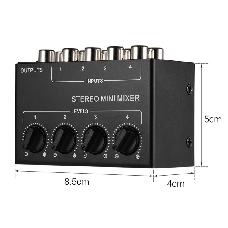 CX400 Mini Passive Stereo Mixer Rca 4-Channel Passive Mixer Small Mixer Mixer Stereo Dispenser for Live Studio