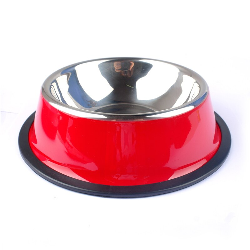 ¡Novedad! Cuencos de acero inoxidable para perros y mascotas, comida para gatos y cachorros, plato de agua para beber, alimentador, alimentación de viaje, platos antideslizantes, suministros para mascotas: Rojo