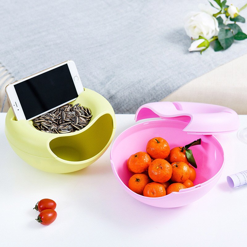 Plastic Storage Box Double-layer Circular Melon Seeds Dishes Desktop Organizer Cosmetic Snack Box Holder YE