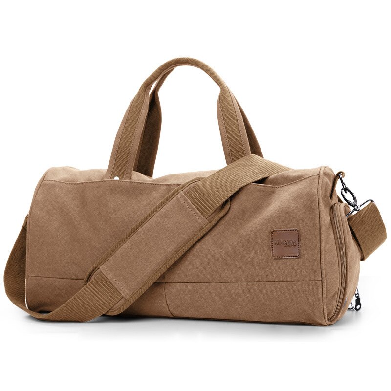 Unisex Canvas Reistassen Grote Capaciteit Handtas Fitness Sport Schoudertas Met Schoenen Zak Bagage Tas Zwart Kaki XA30M: Khaki