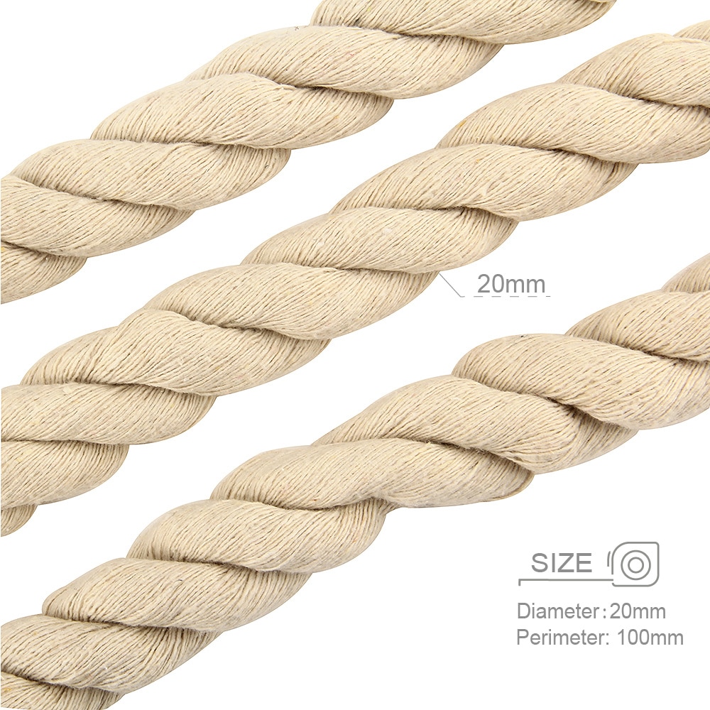 Cordon en coton torsadé de 2 mètres, 20mm, haute ténacité, corde décorative pour sac de maison, accessoires textiles pour la maison, artisanat