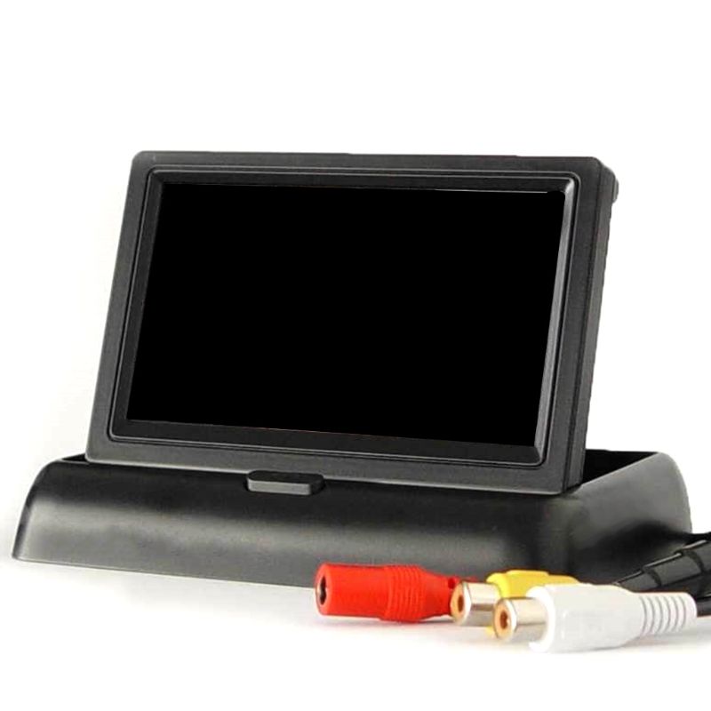 4.3 inch Car Monitor for Rear View Camera Screen Reverse Camera Monitor Display Two AV Inputs Color Video Screen: Folding