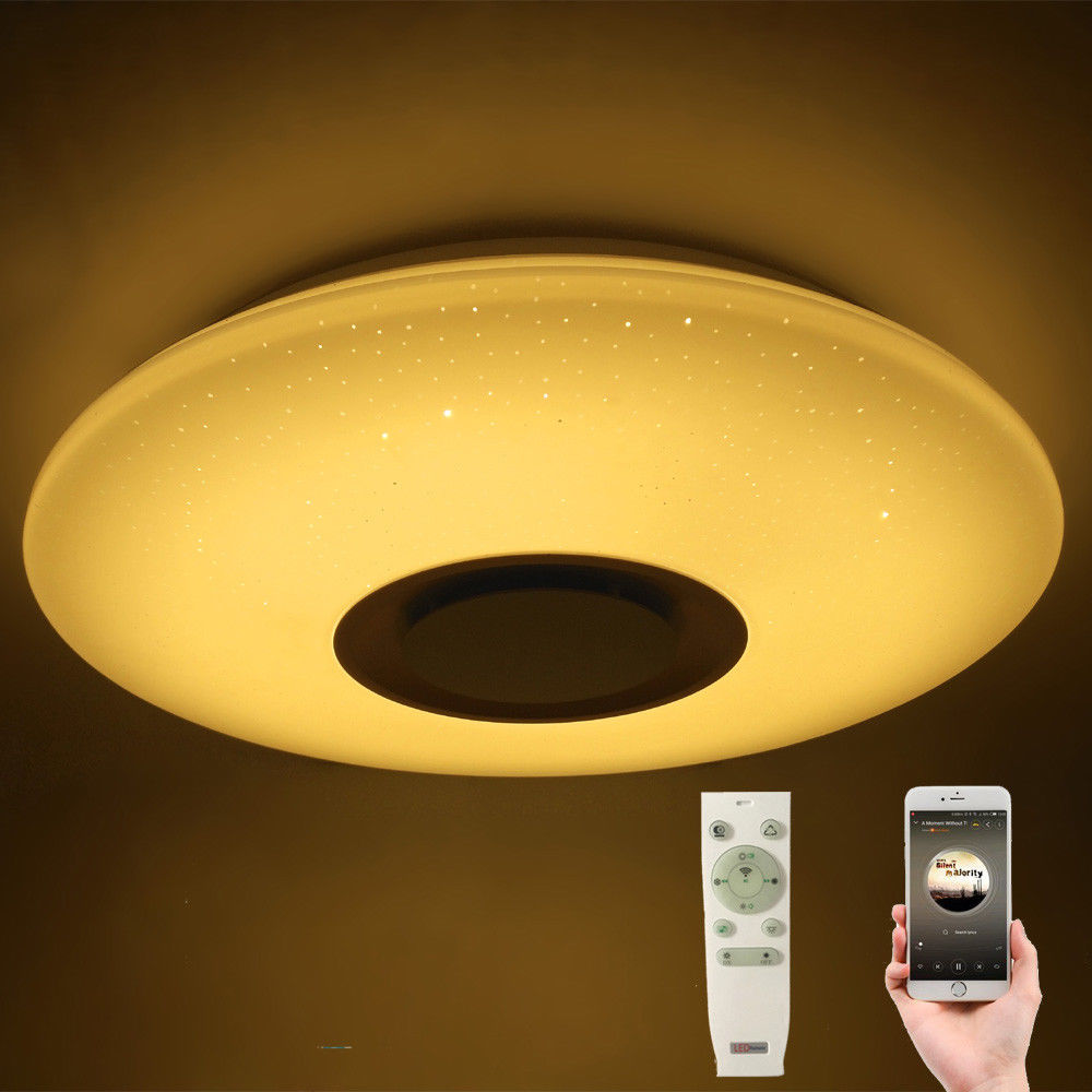 60W Rgb Inbouw Ronde Starlight Muziek Led Plafondlamp Lamp Met Bluetooth Speaker, dimbare Kleur Veranderende Licht Armatuur