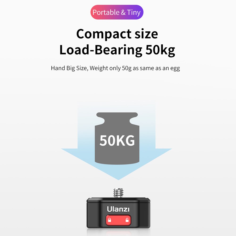 Ulanzi garra placa de liberação rápida mini qr plater com 1/4 Polegada parafuso para câmera digital dslr e outros dispositivos