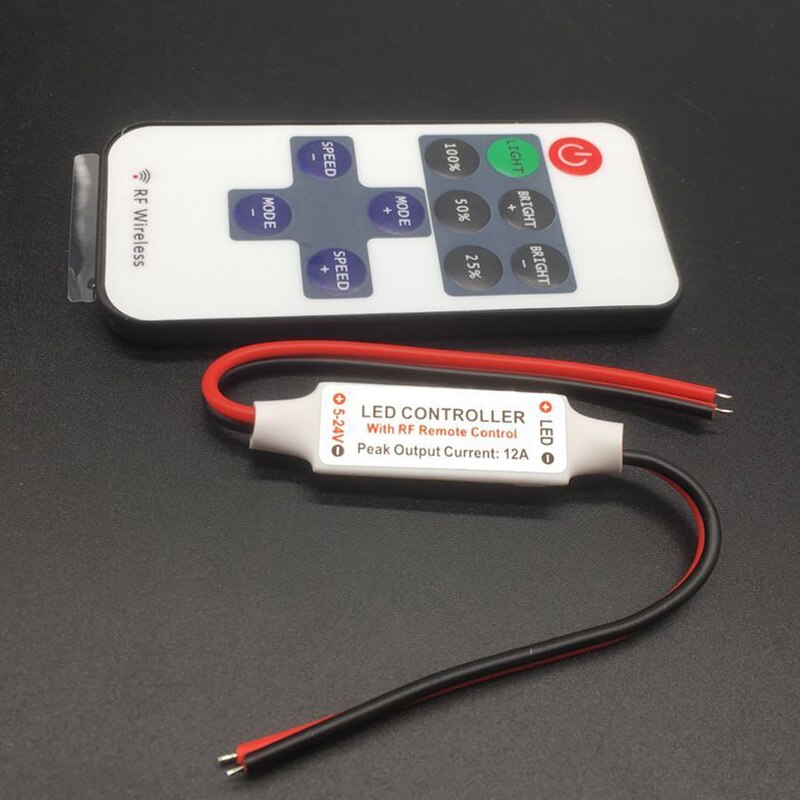 LED Strip Controller DC 12 24 V DC Wire Connector 11key RF Wireless Controller For RGB Single Color LED Strip remote control: Wire Connector