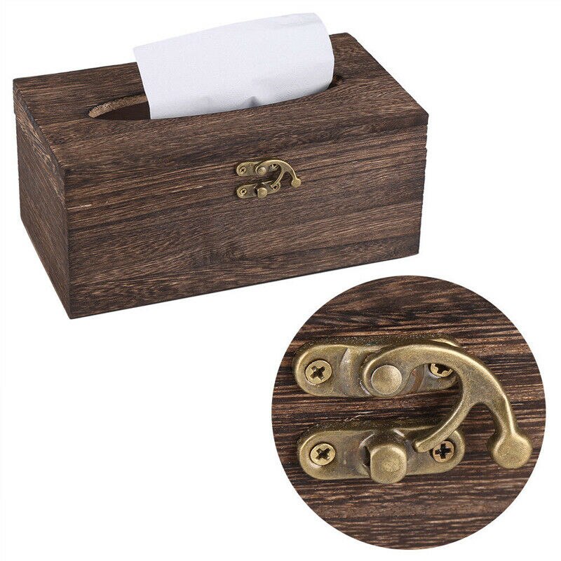 Retro Solid Wooden Tissue Box Toilet Paper Cover Case Napkin Holder Home Car Hotel Home Decor Holder Storage Organizer