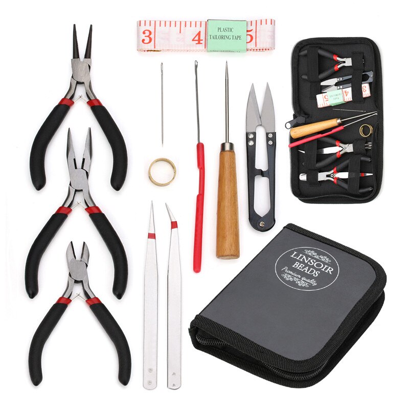 12pcs/Box Jewelry Tool Set Jewellery Plier Beading Tool Kit Bead Jewelry Making Bead Work Tools Beaders Package DIY Kit