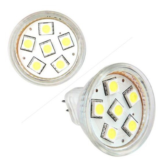 GU4 MR11 Dc 12V 6 Smd 5050 Led Lamp 6000K-Wit