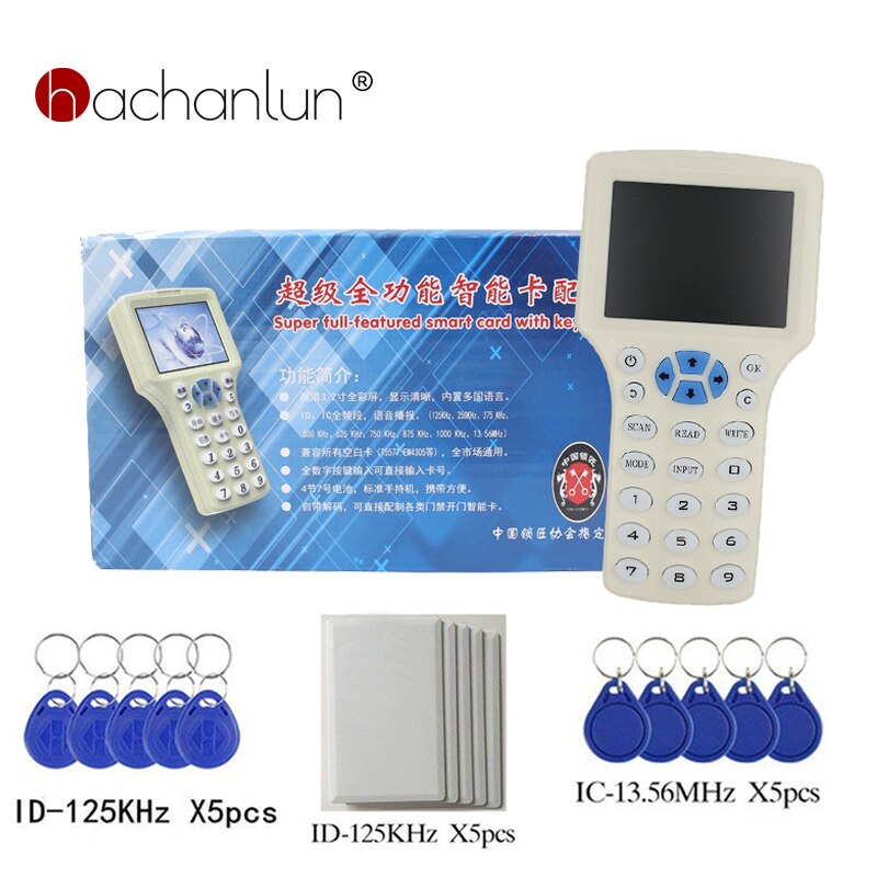 10 frekvens nfc smart rfid läsare skrivare 125 khz kopiator duplicering 13.56 mhz usb-kopia intercom nyckel programmerare krypterat nyckelkort