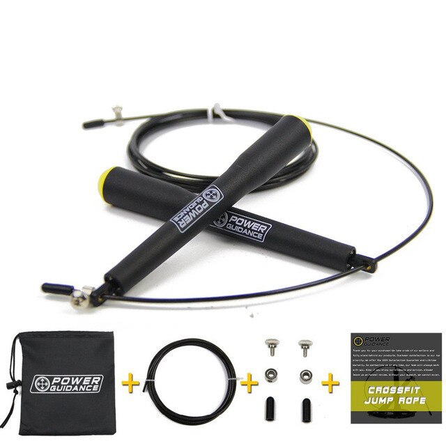 PROCIRCLE Corda di Salto di Velocità-Regolabile 10ft-Corde per Saltare migliore per Il fitness Guantoni Da Boxe MMA formazione-Cuscinetti A Sfera in Metallo-Nero: nero-giallo