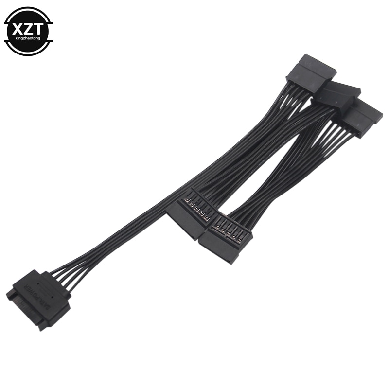 Nowy rozdzielacz zasilania dysku twardego SATA 15Pin M 1 do 5 SATA 15Pin F do samodzielnego montażu komputera PC 15-pinowy zasilacz 60CM