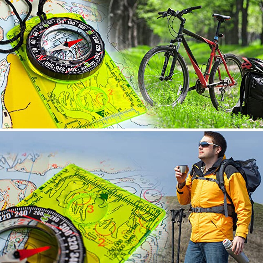 Hiking Backpack Compass with Scale for Camping Navigation Acrylic Field Compass for Map Reading Best Survival Tool