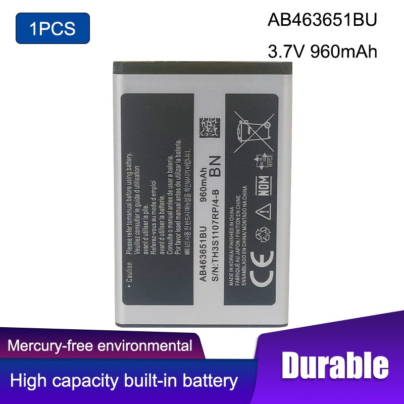 1PCS AB463651BU Battery for Samsung GT-C3060R C3222 C3322 C3530 S5600 S5610 S7070 P220 P260 AB463651BA AB463651BE: Default Title