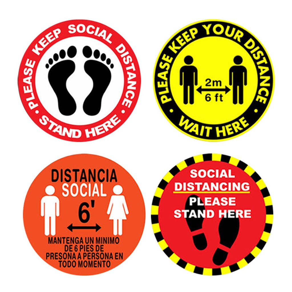 5 Pack Social Distancing Floor Decals Safety Floor Sign Marker 6 Foot Distance