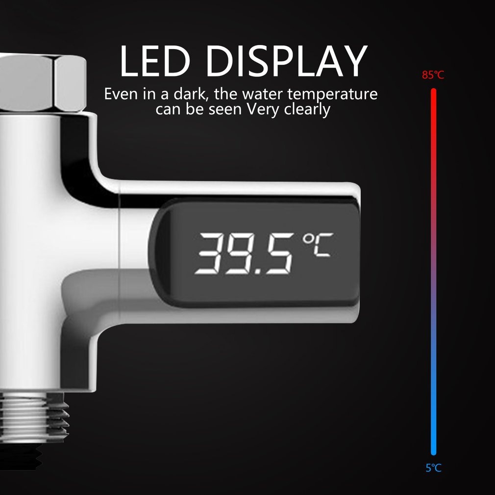 Thermomètre de douche à mécanisme d&#39;autoproduction d&#39;électricité,moniteur de température d&#39;eau, compteur d&#39;énergie intelligent à affichage LED
