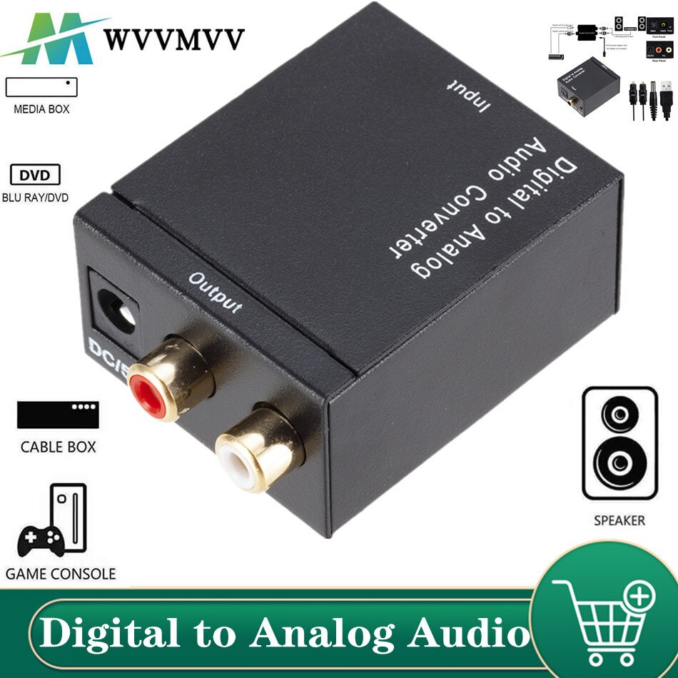 Digitaal Naar Analoog Audio Converter Digitale Optische Coaxcoaxialtoslink Naar Analoog Rca L/R Audio Converter Adapter Versterker