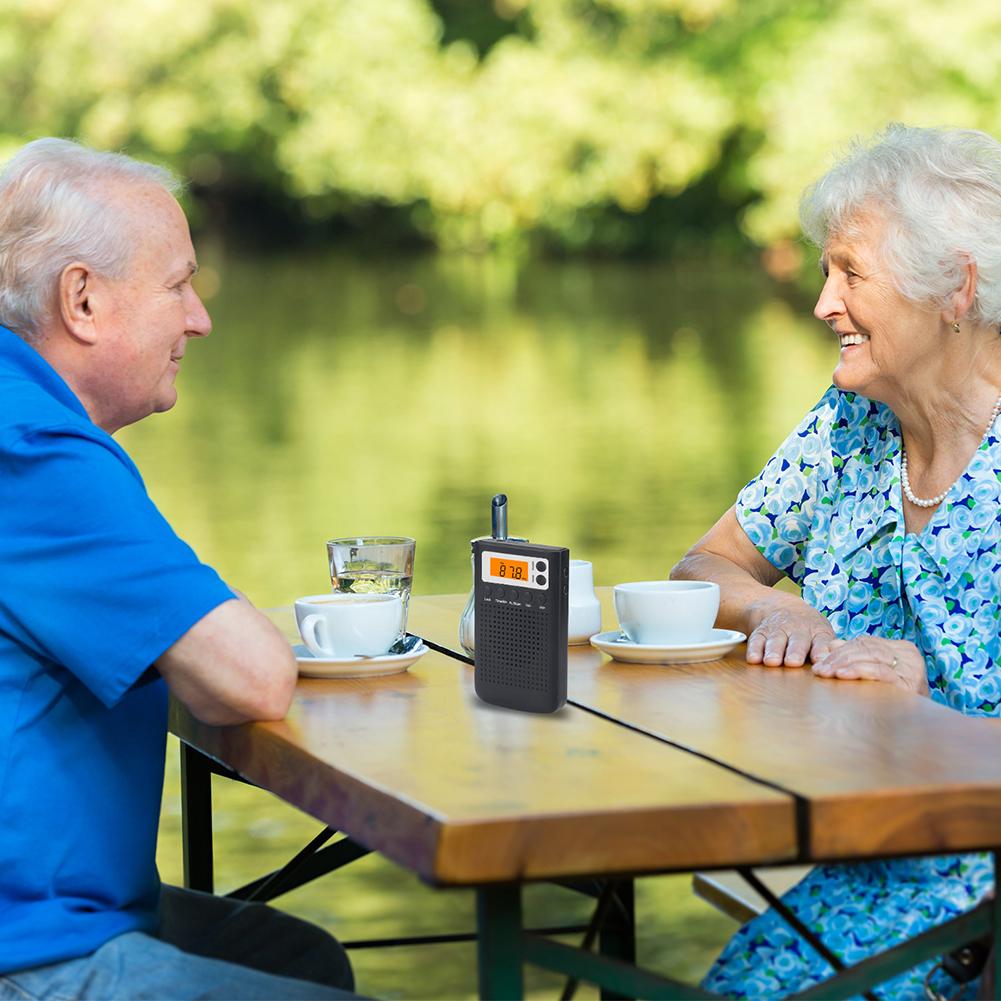 Mini Radio Portable Stereo Pocket Radio Speaker With Built-in Speaker Headphone Jack AM FM Alarm Clock Radio