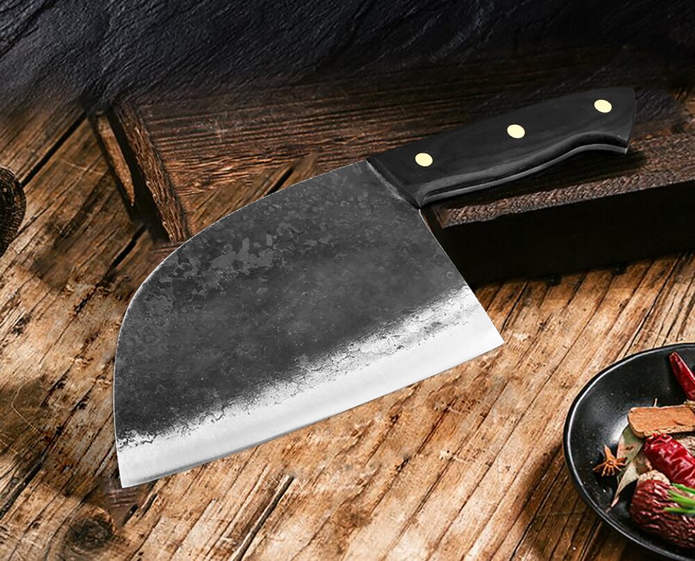 Kkwolf handmade forged kitchen chef knife full Tang high carbon steel slaughter knife cut cleaver Utility Chinese kitchen knife