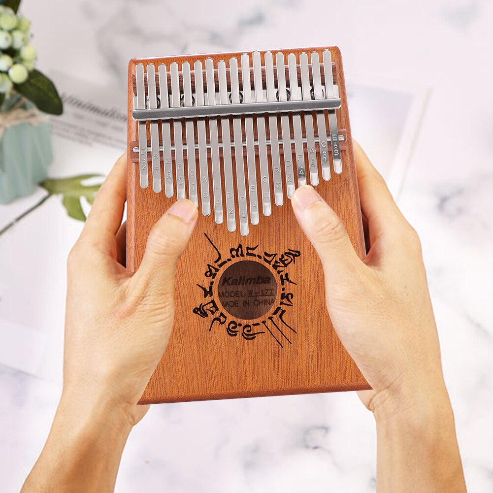 Thumb Finger Piano African Sanza Mbira 17-Key Mahogany Wood Kalimba Lightweight Portable Music Elements for Beginner