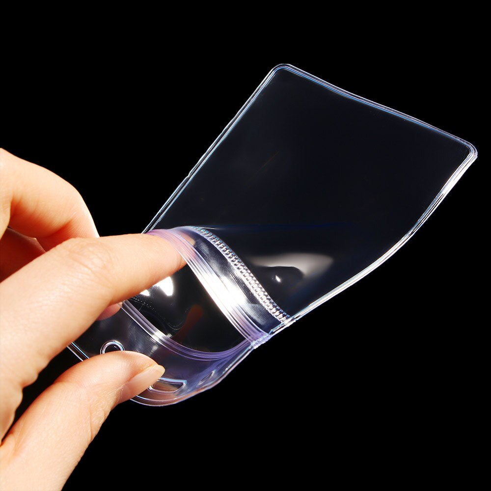 10 Pcs/set Waterproof Vertical Transparent PVC Plastic Clear Zipper ID Card Holder Pocket