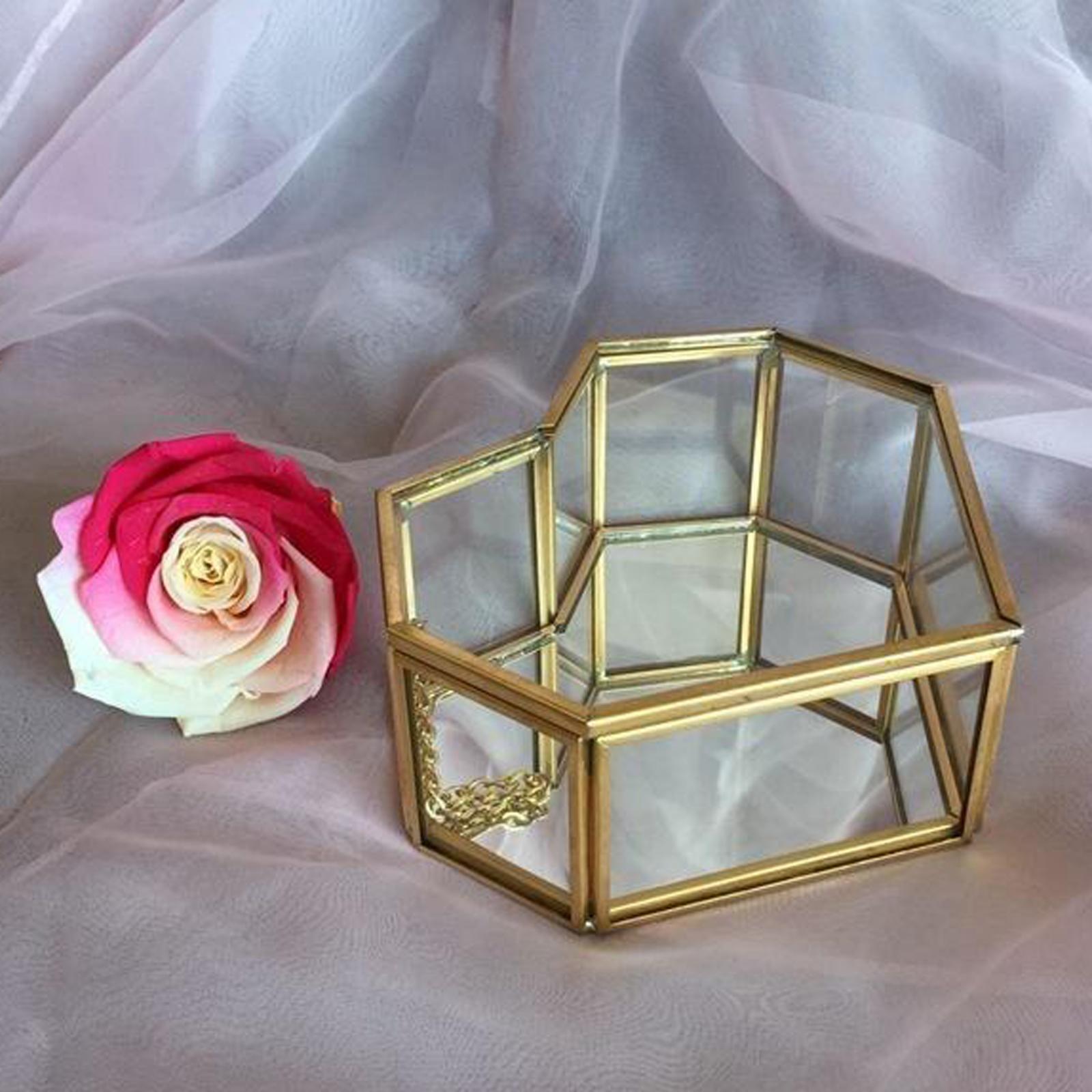 Nordic Style Glass Storage Box Gold Tray Jewelry Cosmetics Display Box Box