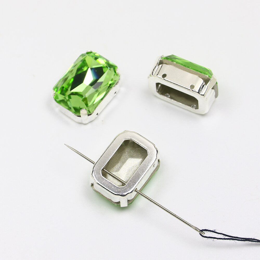 13*18mm 30 rechthoekige kristal naai-op losse platte strass steentjes met klauw naai-strass steentjes voor handwerkkleding