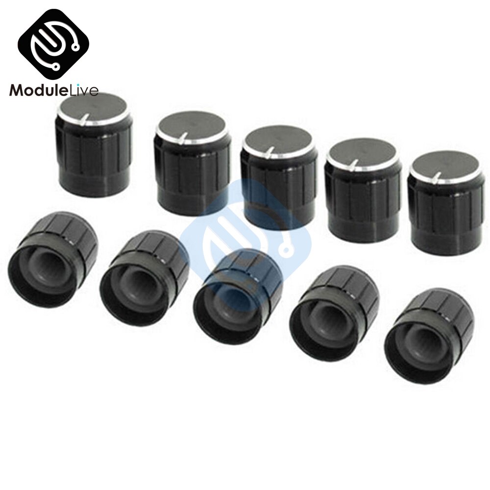 10Pcs WH148 Switch Caps Volume Control Rotary Knobs Cap Black Gold Sliver For 6mm Knurled Shaft Potentiometer: Black