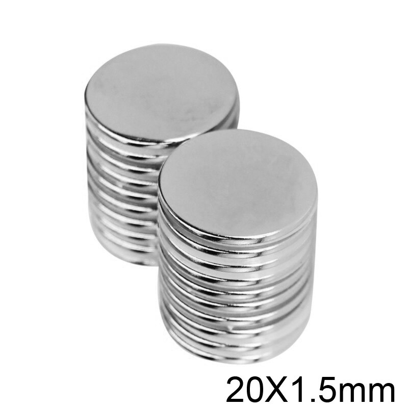 Imanes fuertes de neodimio finos de 20x100mm, hoja de imán redondo permanente de 20x1,5mm, disco magnético potente de 20x1,5mm, 10 ~ 1,5 Uds.