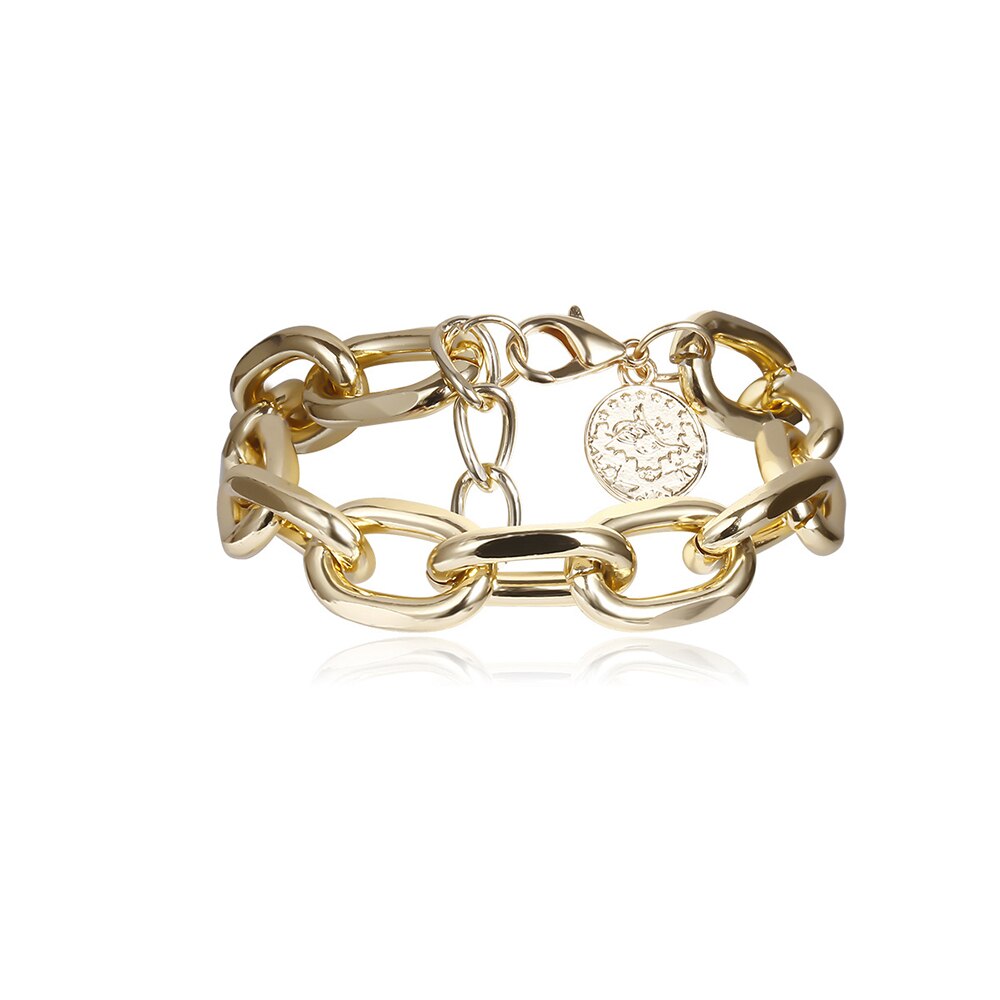 Cool Hip Hop Gold Lion Head Bracelets Men Lovers Link Chain for Male Rock Punk Bangles Jewelry Accessories: B0011-03 Gold